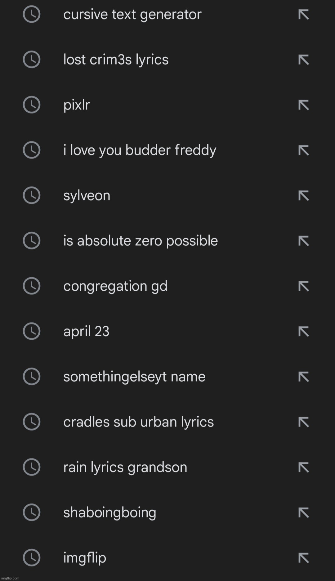 search history | made w/ Imgflip meme maker