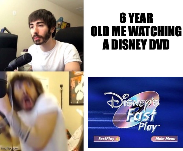 Trying to find the remote control was the most stressful part | 6 YEAR OLD ME WATCHING A DISNEY DVD | image tagged in penguinz0,disney,disneyfastplay,remote control,scary | made w/ Imgflip meme maker