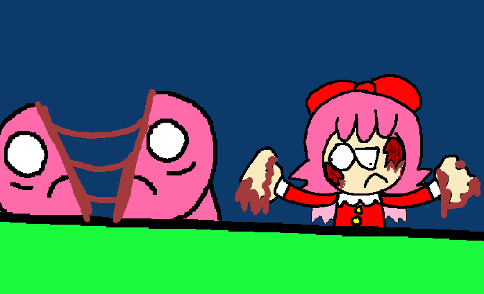 Blood Kirby and ribbon Blank Meme Template