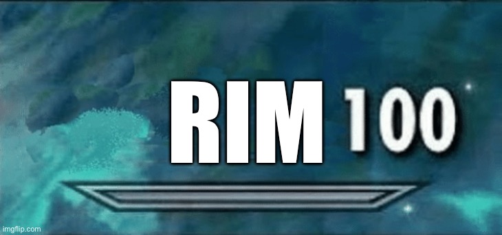 Skyrim skill 100 | RIM | image tagged in skyrim skill 100 | made w/ Imgflip meme maker