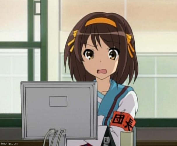image tagged in haruhi internet disturbed | made w/ Imgflip meme maker