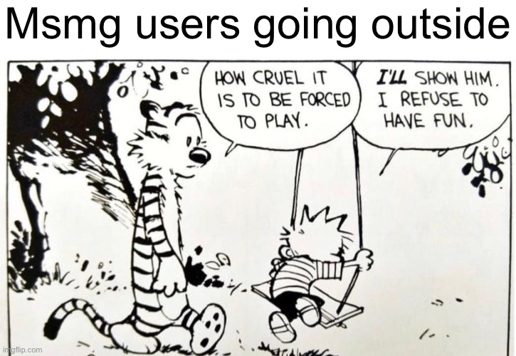 Msmg users going outside | made w/ Imgflip meme maker