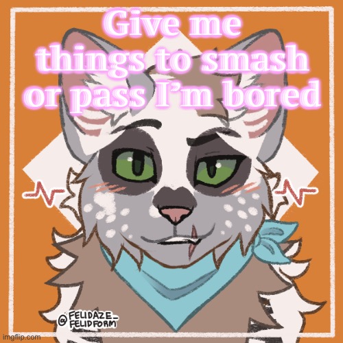 Steggy says: | Give me things to smash or pass I’m bored | image tagged in steggy says | made w/ Imgflip meme maker