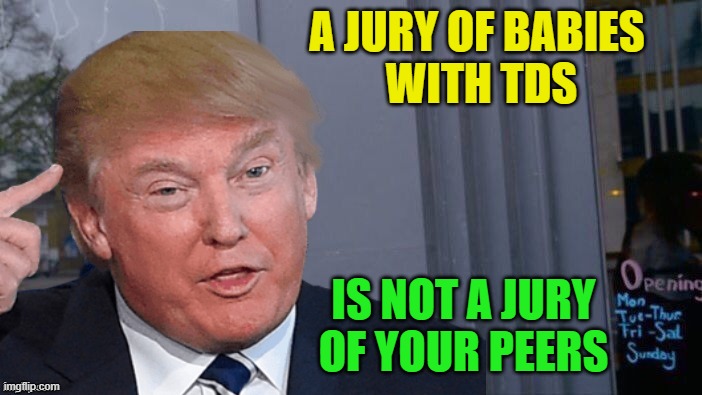 Jury Nullification | A JURY OF BABIES 
WITH TDS; IS NOT A JURY OF YOUR PEERS | image tagged in roll trump think about it | made w/ Imgflip meme maker