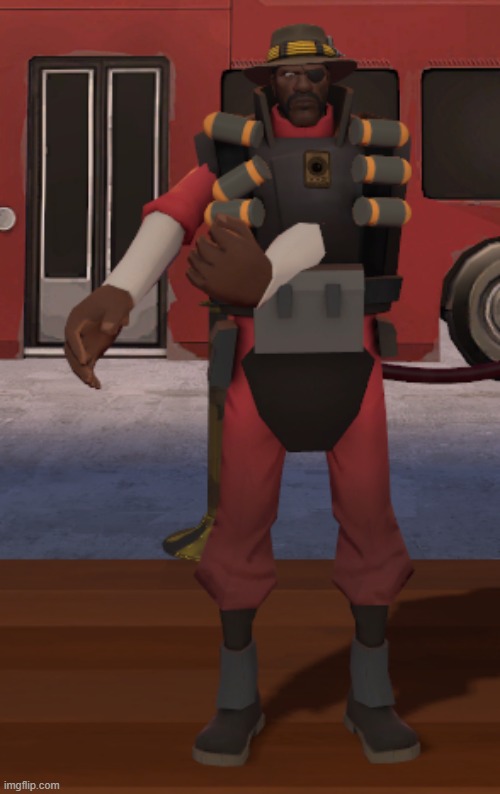 what happened to his left arm | image tagged in tf2,demoman | made w/ Imgflip meme maker