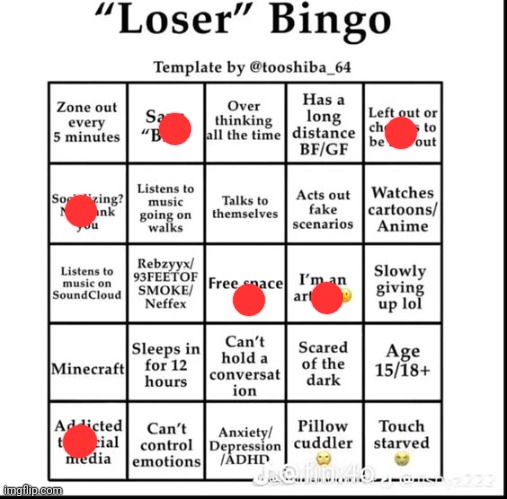 loser bingo | image tagged in loser bingo | made w/ Imgflip meme maker