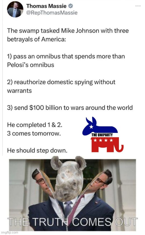 RINO Mike Johnson has to go | image tagged in establishment,crook,rino,mike | made w/ Imgflip meme maker