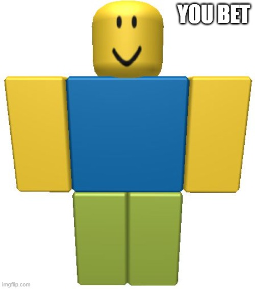 YOU BET | image tagged in roblox noob | made w/ Imgflip meme maker
