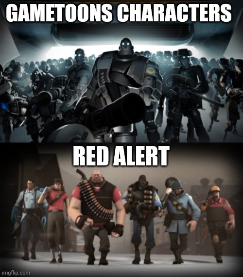 United We Stand Together We Will Stop Gametoons! | GAMETOONS CHARACTERS; RED ALERT | image tagged in mann vs machine,red alert,gametoons,youtube,youtube kids,save the earth | made w/ Imgflip meme maker