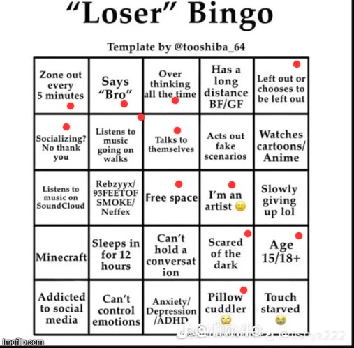 Uh... mornin' chat? | image tagged in loser bingo | made w/ Imgflip meme maker