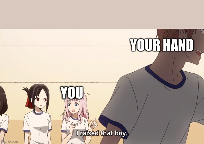 YOU YOUR HAND | image tagged in i raised that boy | made w/ Imgflip meme maker