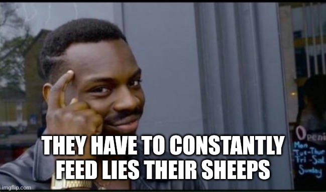 Thinking Black Man | THEY HAVE TO CONSTANTLY FEED LIES THEIR SHEEPS | image tagged in thinking black man | made w/ Imgflip meme maker