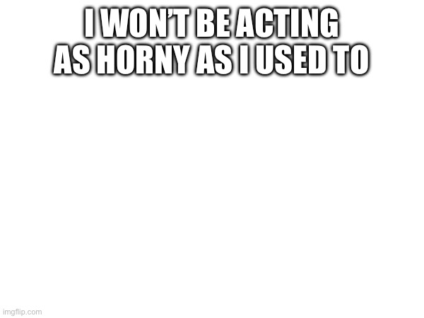 I WON’T BE ACTING AS HORNY AS I USED TO | made w/ Imgflip meme maker