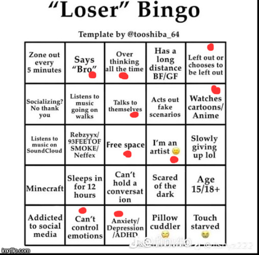 hhh | image tagged in loser bingo | made w/ Imgflip meme maker