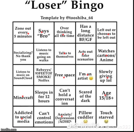 Hey I think I did good | image tagged in loser bingo | made w/ Imgflip meme maker