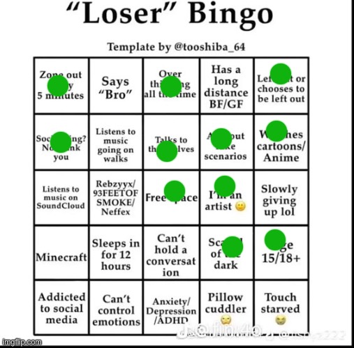 Not a loser | image tagged in loser bingo | made w/ Imgflip meme maker