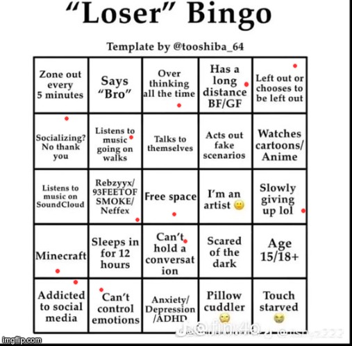 Most people would still consider me a loser though | image tagged in loser bingo | made w/ Imgflip meme maker