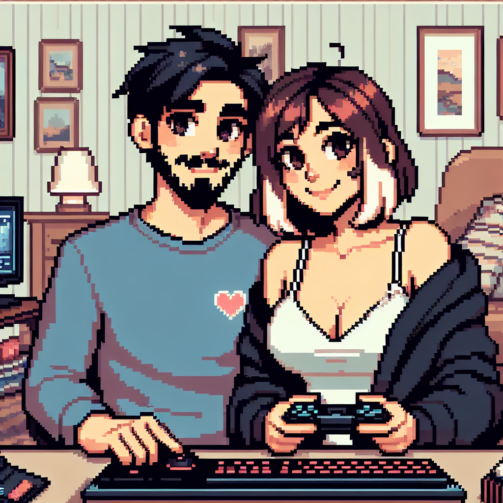 Male and female gaming couple who are love and shown in domestic Blank Meme Template