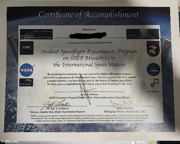 Was cleaning my room, forgot I had this (name censored for privacy) | image tagged in so i helped send something to space once | made w/ Imgflip meme maker