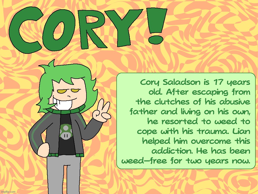 I redesigned Cory, one of my first OCs! I had a LOT of fun doing this, so I hope you guys enjoy! | made w/ Imgflip meme maker