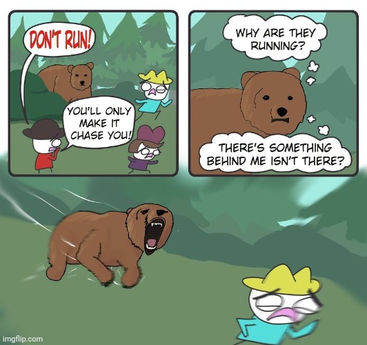 BEAR | image tagged in bears,bear,chase,chasing,comics,comics/cartoons | made w/ Imgflip meme maker