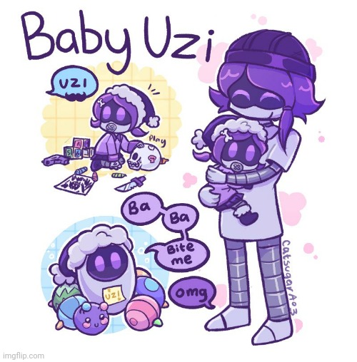 Baby Uzi (Art by CatsugarAo3) | made w/ Imgflip meme maker