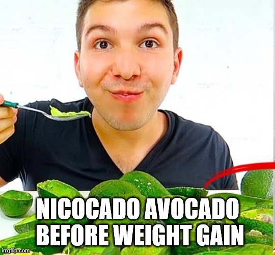 NICOCADO AVOCADO  BEFORE WEIGHT GAIN | image tagged in msmg | made w/ Imgflip meme maker