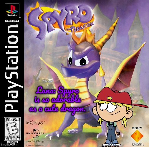 Lana Possibly Likes Spyro the Dragon | Lana: Spyro is so adorable as a cute dragon. | image tagged in nintendo switch,spyro,activision,the loud house,nickelodeon,deviantart | made w/ Imgflip meme maker