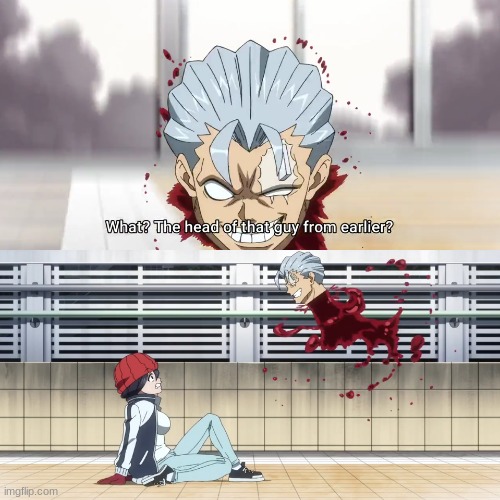 Bro if a disembodied head literally just started flying at me using their own blood, i don't know if I would laugh or be scared | image tagged in anime,funny,undead luck | made w/ Imgflip meme maker