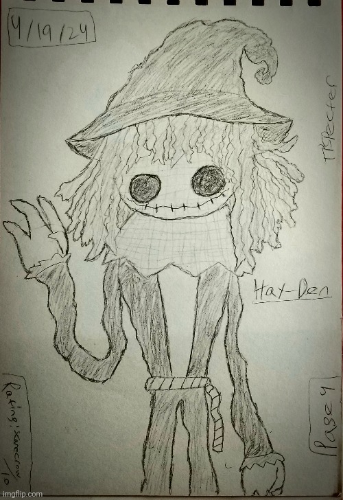 My scarecrow oc, Hay-Den! | image tagged in art,drawings,fun,ocs,scarecrow,drawing | made w/ Imgflip meme maker