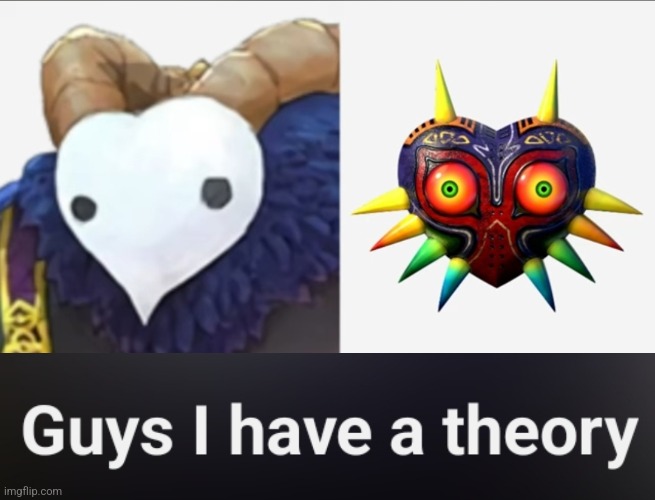 GUYS I HAVE A THEORY ? | image tagged in kirby,game theory,legend of zelda,majora's mask | made w/ Imgflip meme maker
