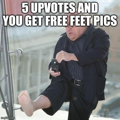 Imma loose it if I actually get 5 ups | 5 UPVOTES AND YOU GET FREE FEET PICS | image tagged in danny devito | made w/ Imgflip meme maker