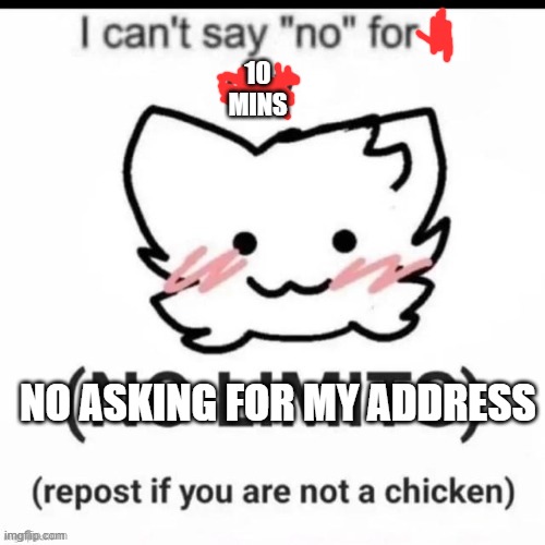 bored | 10 MINS; NO ASKING FOR MY ADDRESS | image tagged in i can t say no | made w/ Imgflip meme maker