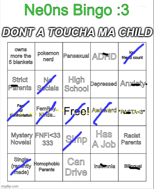 i got most toki pona concepts good except for la | image tagged in neons bingo | made w/ Imgflip meme maker