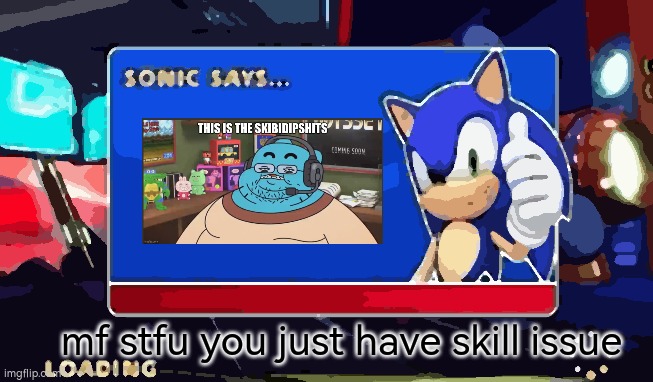 Sonic Says | mf stfu you just have skill issue | image tagged in sonic says | made w/ Imgflip meme maker