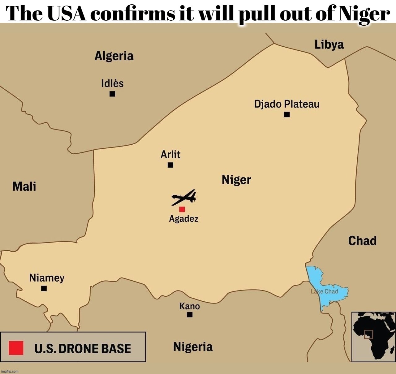 The USA confirms it will pull out of Niger | image tagged in usa,us military,niger,military pullout,africa,the russians did it | made w/ Imgflip meme maker