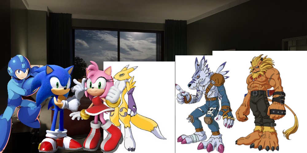 Megaman and Friends having a awesome party in their fancy house | image tagged in night bedroom,megaman,sonic the hedgehog,digimon,crossover,anime | made w/ Imgflip meme maker