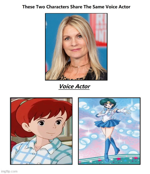 same voice actor | image tagged in same voice actor,anime,animeme,studio ghibli,sailor moon,facts | made w/ Imgflip meme maker