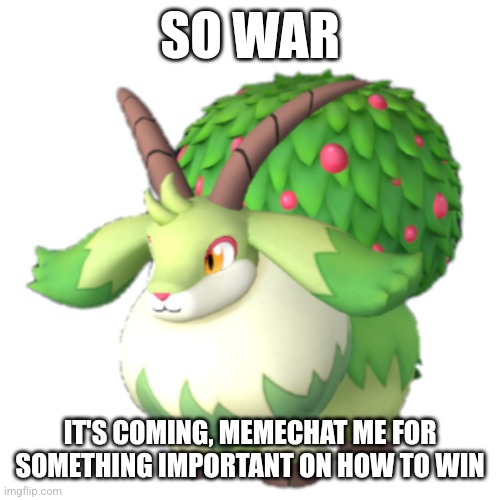 Caprity | SO WAR; IT'S COMING, MEMECHAT ME FOR SOMETHING IMPORTANT ON HOW TO WIN | image tagged in caprity | made w/ Imgflip meme maker