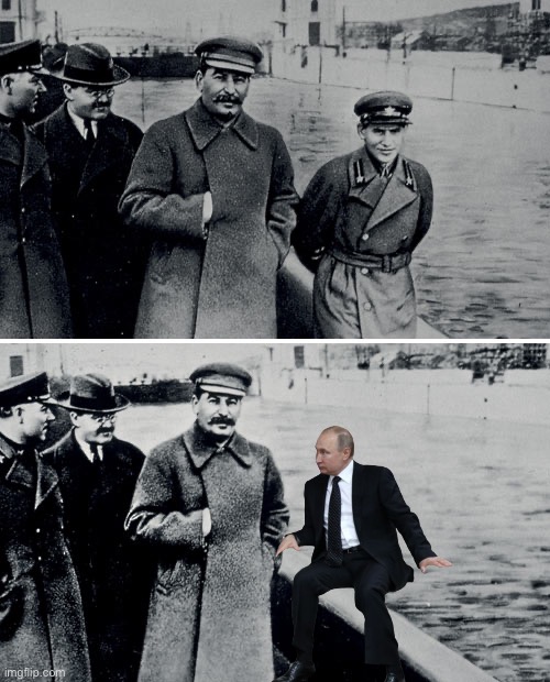 Not a repost, unless Vlad has already made this | image tagged in stalin photoshop,putin | made w/ Imgflip meme maker