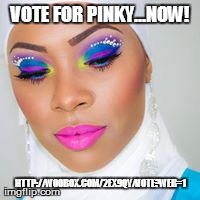 VOTE FOR PINKY...NOW! HTTP://WOOBOX.COM/2EX9QY/VOTE?WEB=1 | made w/ Imgflip meme maker