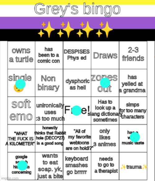 How am I not not surprised at this point? | image tagged in greys bingo,fresh memes,bingo | made w/ Imgflip meme maker