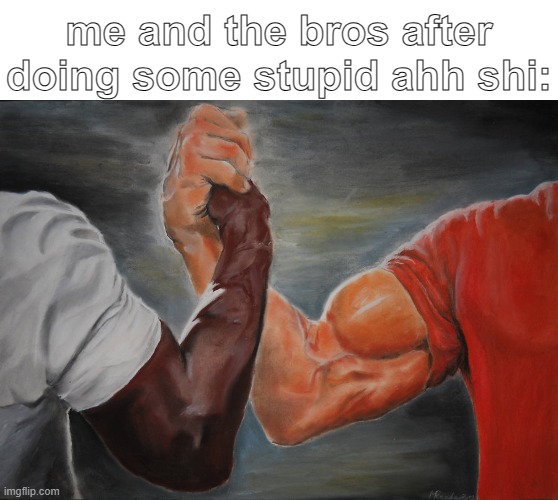 Epic Handshake | me and the bros after doing some stupid ahh shi: | image tagged in memes,epic handshake | made w/ Imgflip meme maker