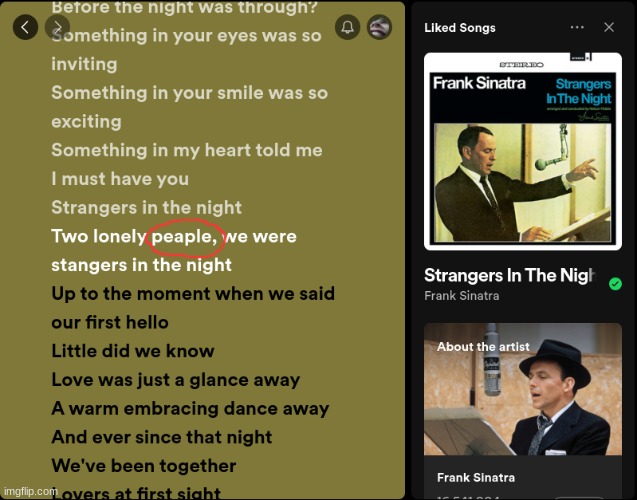 noticed this in Spotify kinda funny | image tagged in why,frank sinatra | made w/ Imgflip meme maker