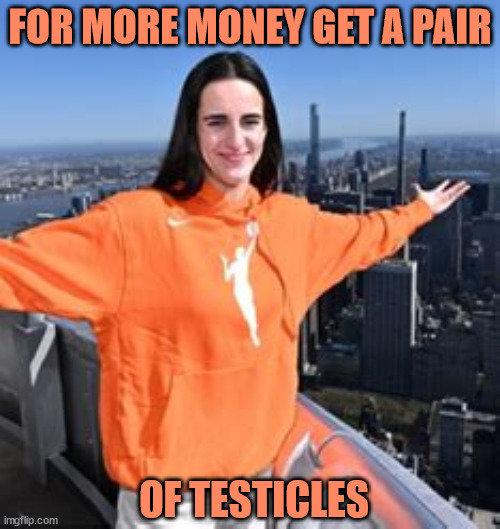 Just Get A Pair | FOR MORE MONEY GET A PAIR; OF TESTICLES | image tagged in nike,wnba,kaitlan clark,iowa,sexist,just do it | made w/ Imgflip meme maker