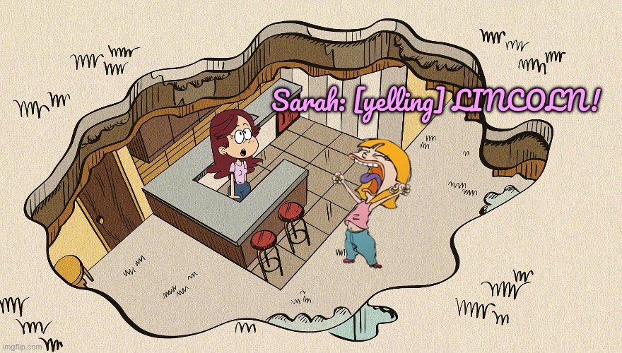 Sarah Yells at Lincoln | Sarah: [yelling] LINCOLN! | image tagged in the loud house,ed edd n eddy,deviantart,nickelodeon,cartoon network,lincoln loud | made w/ Imgflip meme maker