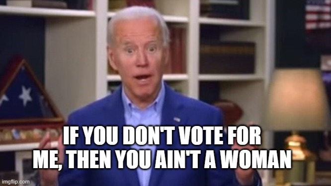 Joe Biden You Ain't Black | IF YOU DON'T VOTE FOR ME, THEN YOU AIN'T A WOMAN | image tagged in joe biden you ain't black | made w/ Imgflip meme maker