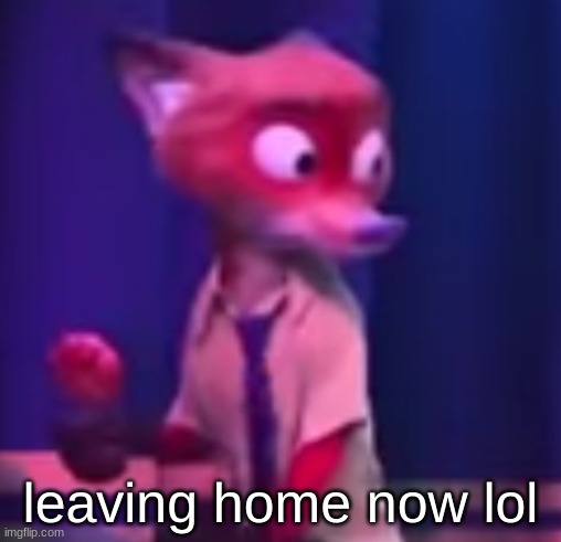 Nick Wilde concern | leaving home now lol | image tagged in nick wilde concern | made w/ Imgflip meme maker