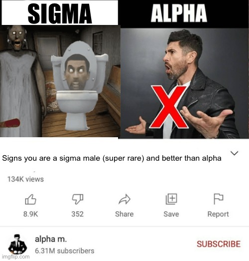 15 signs you're a sigma male is it better than alpha | SIGMA; Signs you are a sigma male (super rare) and better than alpha | image tagged in 15 signs you're a sigma male is it better than alpha | made w/ Imgflip meme maker