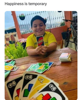 High Quality kid about to win uno Blank Meme Template